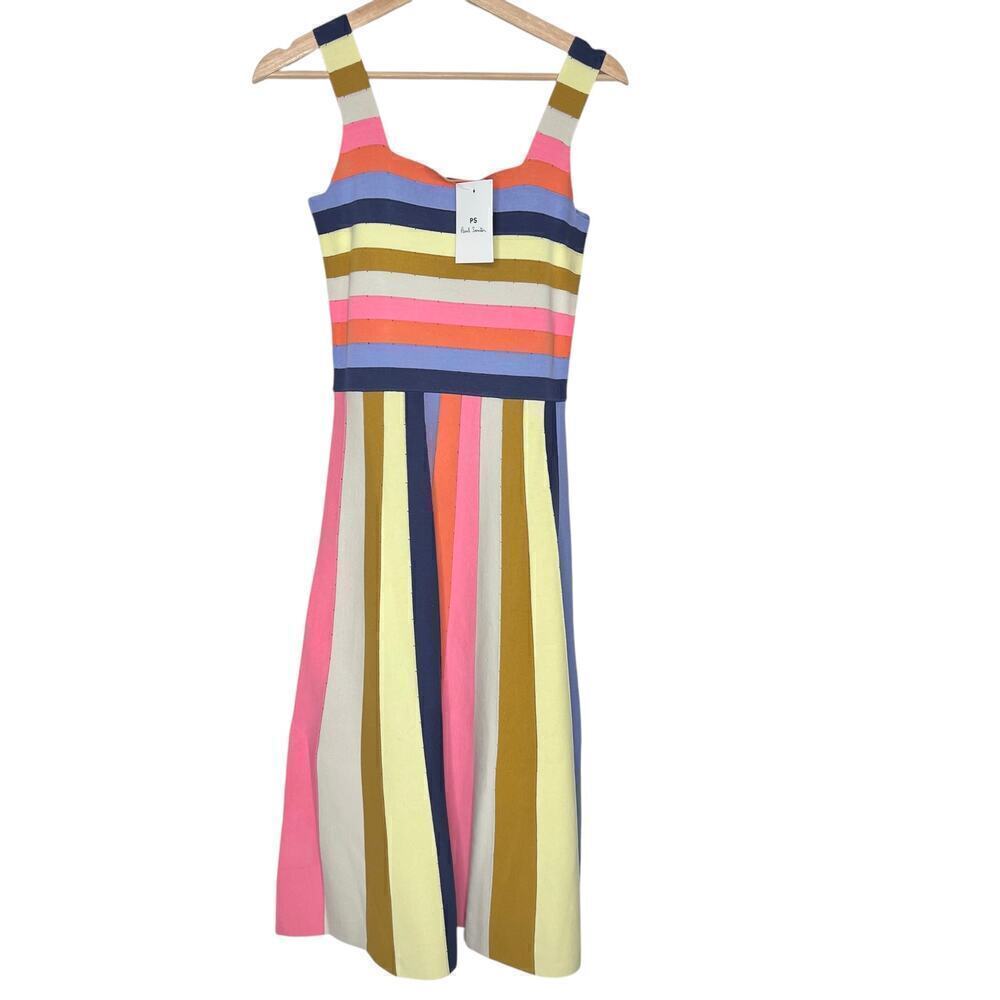 New Women’s Paul Smith Multi Stripe Knit Dress Size S - Picture 2 of 8